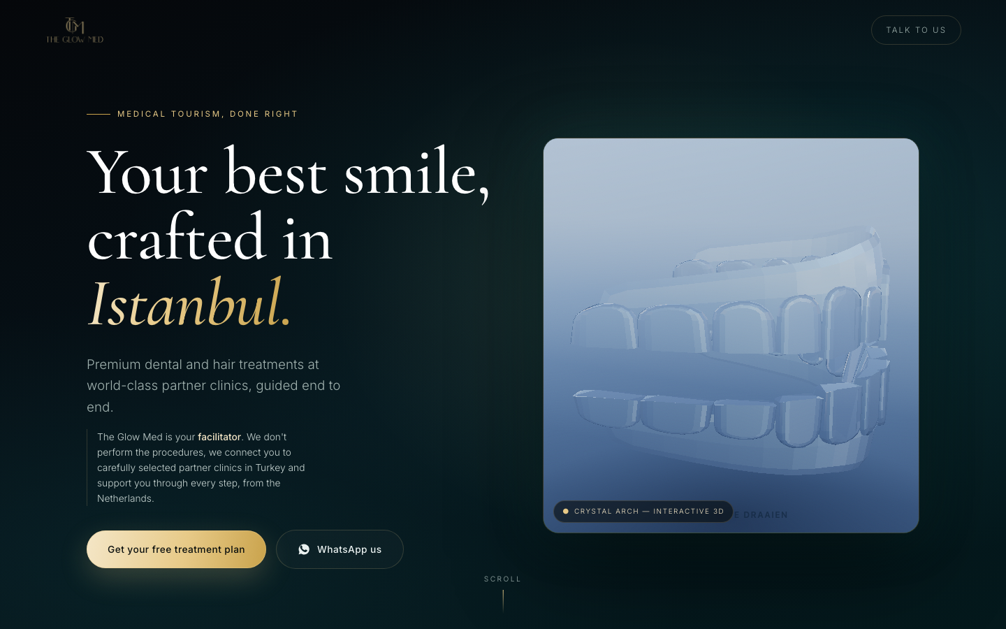 Preview of the Cinematic 3D website concept for The Glow Med
